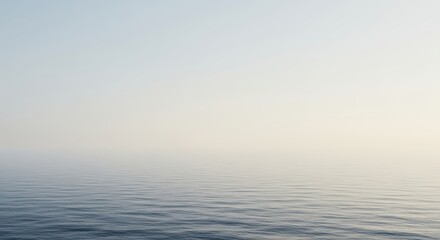 Obraz premium The ocean horizon forms a smooth, gentle curve under a pale, diffused sky, emphasizing the planet's vast, spherical, and continuous nature ,environment ,ocean ,curved