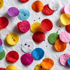 Colorful Confetti Dots on White Background