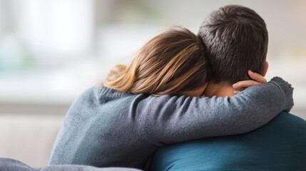 Cozy Moment of Resting Head on Shoulder Between Two People in Warm Atmosphere