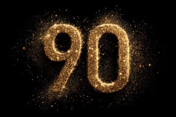 Sparkling Gold Number Ninety for Celebratory or Milestone Themes