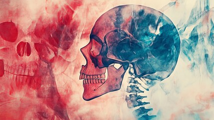 Medical abstract background with organic shapes mixed media art