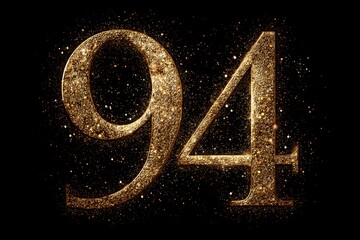 Shimmering Gold Number 94 Surrounded by Sparkling Glitter Effects