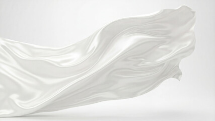 White silk fabric flowing smoothly presenting elegant wave