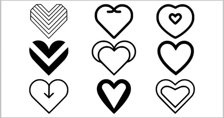 set of heart icons vector