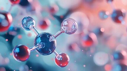 Nanotechnology molecule model mixed media scientific concept