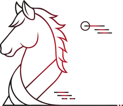 Equestrian Silhouette Graphic Stylized Horse Head Emblem with Abstract Design Elements, Evoking Strategy and Elegance in a Clean, Modern Visual