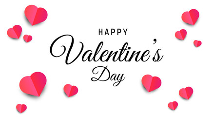 Valentine&rsquo;s Day holiday background with decorative hearts and stylish text design. Romantic theme with clean, modern layout.