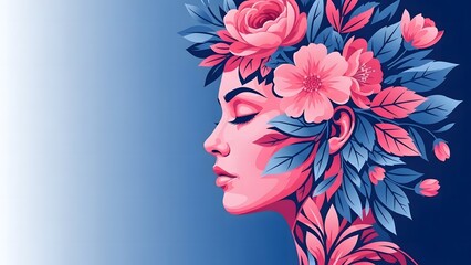 Celebrating women's day with a vibrant portrait of female empowerment and beauty