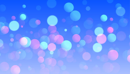 Vibrant and soft blue and pink bokeh circles scattered across a smooth blue gradient background, isolated on transparent background, ideal for abstract banners and design elements.