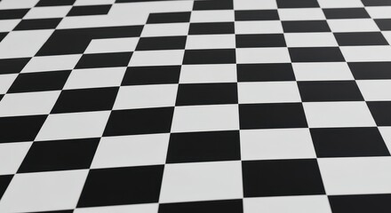 Fototapeta premium A high-contrast geometric background featuring perfect rows of alternating white and black squares forming a classic checkerboard pattern ,background ,wall ,repeating