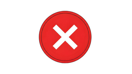 Obraz premium Red circle with white X symbol on black background