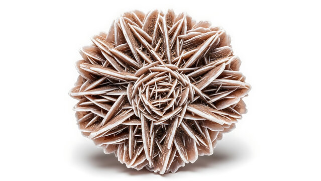 Unique Desert Rose Crystal Formation on White Background