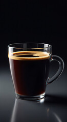 Dark Coffee in a Clear Glass Mug with Crema