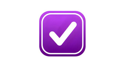 Vibrant purple checkmark icon on black background for approval and confirmation