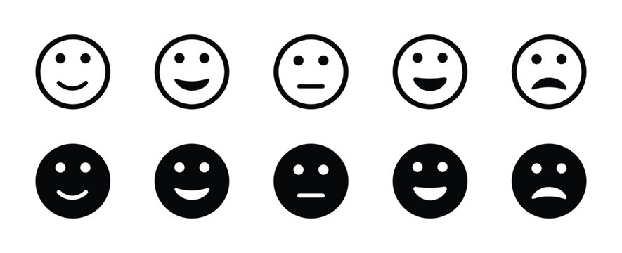 Smile face speech bubble vector icon designs set