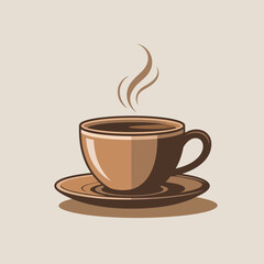 Obraz premium Steaming Hot Coffee in a Brown Cup and Saucer.