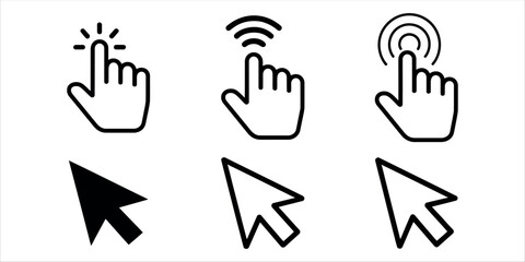 Obraz premium Modern computer cursor and hand icons for digital design vector