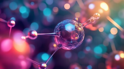 Futuristic science background featuring molecular and atomic structures, 3d