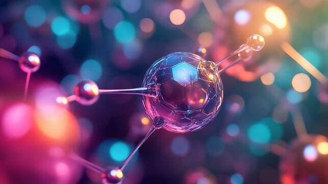 Futuristic science background featuring molecular and atomic structures, 3d