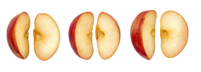 Sliced apples on transparent background fresh food photography bright lighting close-up view