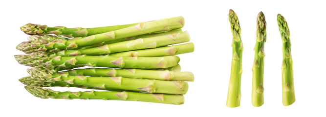 Fresh green asparagus bunch on transparent background for culinary inspiration