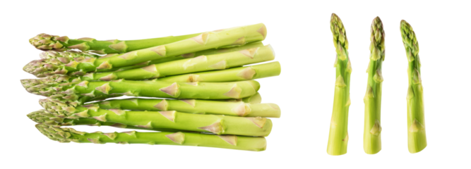Fresh green asparagus bunch on transparent background for culinary inspiration