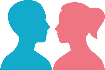 Two silhouettes in conversation isolated on transparent background, Vector, illustration
