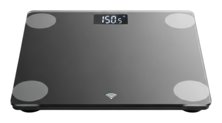 Digital body scale measurement at home health device modern design isolated on transparent background