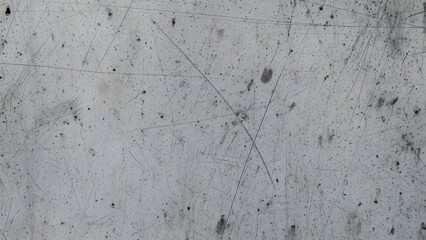 Light gray scratched metal surface with dark speckles and smudges texture background