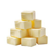 Perfectly arranged stack of golden yellow butter cubes, a culinary essential for any kitchen