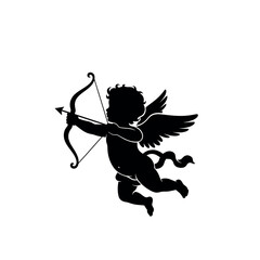 Fototapeta premium Cupid silhouette with bow and arrow