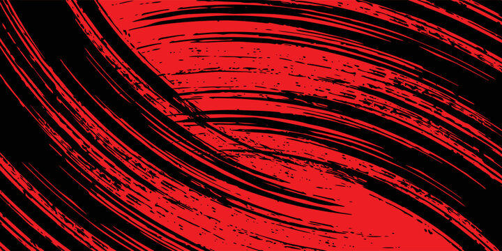 abstrak pola garis menggores warna hitam dengan  latar belakang warna merah tekstur grunge gradien. Ilustrasi vektor gaya olahraga komik seni pop. Vector sport