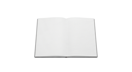 Open blank notebook with lined and unlined pages on black background image, Isolated On Png Transparent Background
