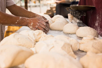 process of making bread. dough kneading