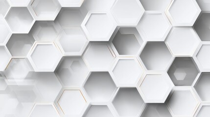 Abstract white and gray hexagonal technology pattern with geometric honeycomb grid and futuristic digital line design on a modern background