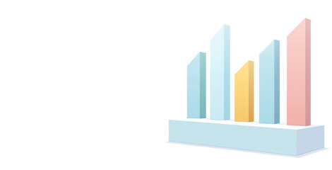 Fototapeta premium Pastel 3D Isometric Bar Chart Illustration. 