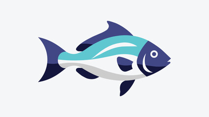 A blue and green fish swimming on light gray background