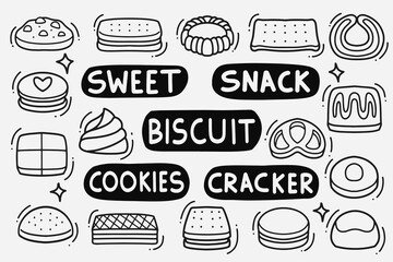 set of biscuit doodle good for background, wallpaper, element design, food design, etc