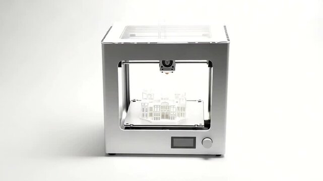 Modern 3D printer creating intricate designs indoors