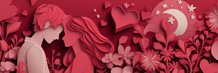 Obraz premium Love word with small hearts on pink background. Love letters and hearts creating a romantic composition for Valentine's Day