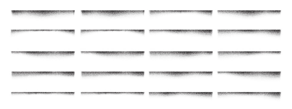 Grain noise shadow brush box gradient edge soft spray drop. Soft gradation and stipple sand with divider dotwork for gritty vector overlay. Abstract graphic pack on white background through blur.