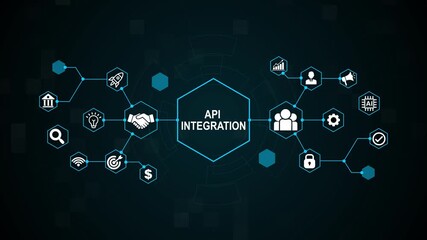 API Integration and Software System Connectivity Technology Concept - Powered by Adobe