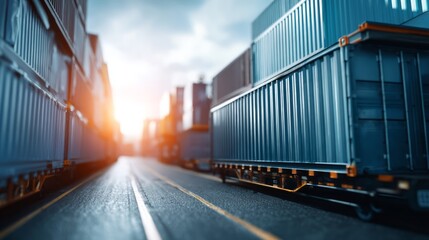 Fototapeta premium Global Food Supply Chain Disruption Concept with Logistics and Shipping Containers