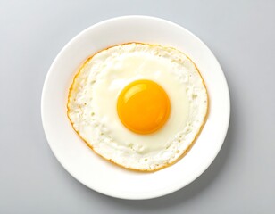 Delicious sunny side up egg on white plate for breakfast