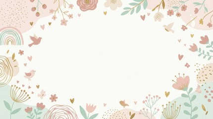 Floral decorative elements digital design background graphics soft color palette aesthetic vibes creative space