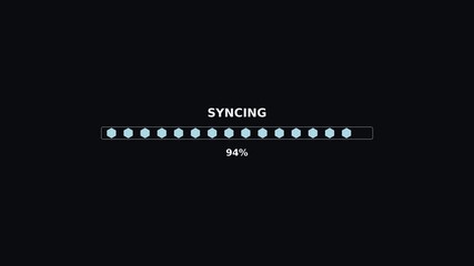 Progress bar indicating syncing process reaching 100 percent for video animation completion