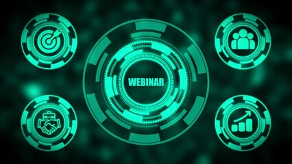 Green webinar interface with for business and communication