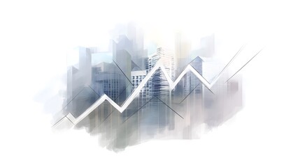 Rising financial growth illustrated digitally with office reflections evokes modern business success