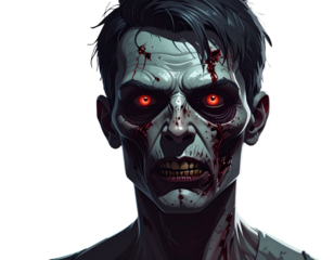 Scary zombie on transparent background