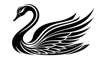 Obraz premium Elegant swan with flowing feathers in black and white design